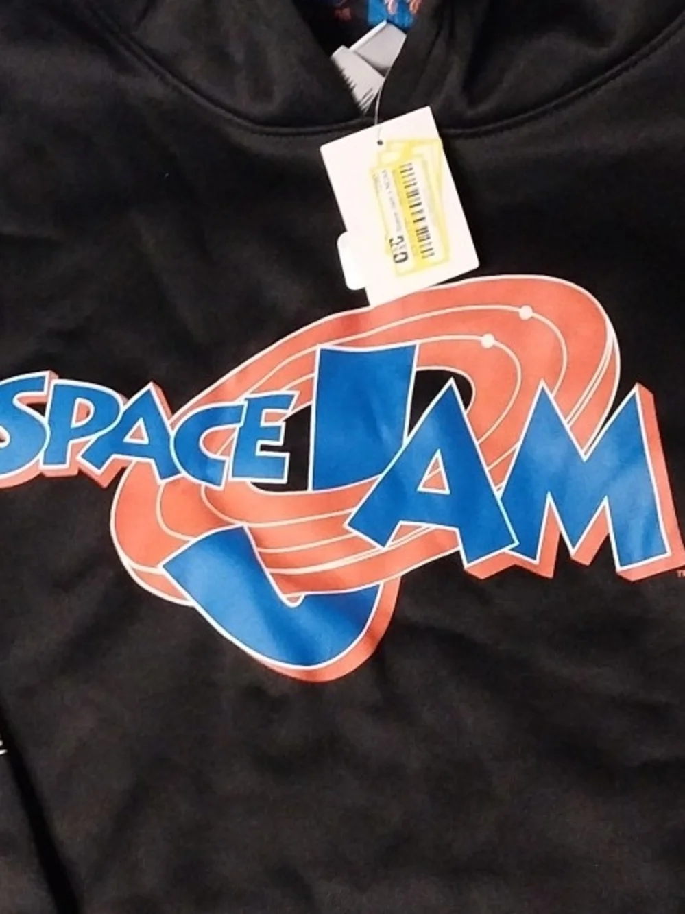 Champion Black Space Jam Hoodie with Blue & Orange Logo Boy M